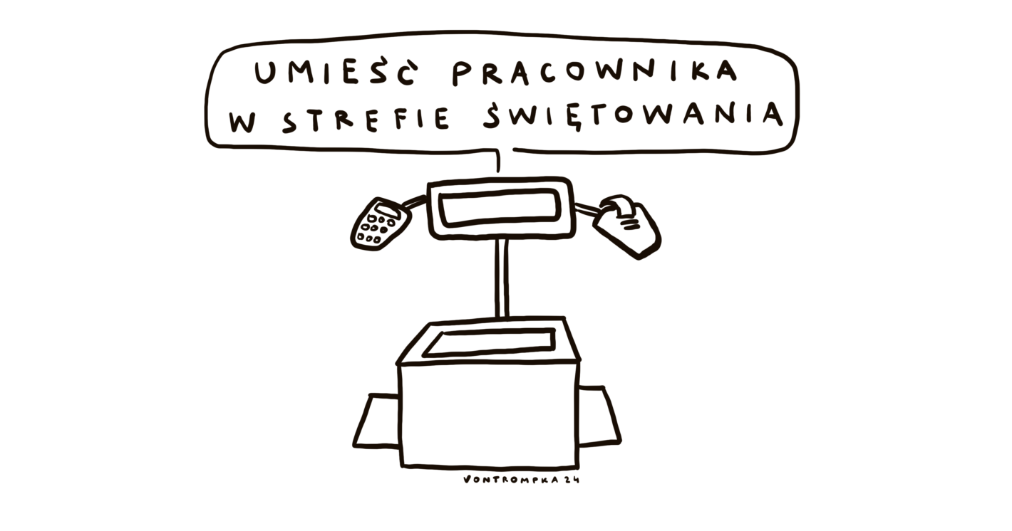 umieść pracownika w strefie świętowania